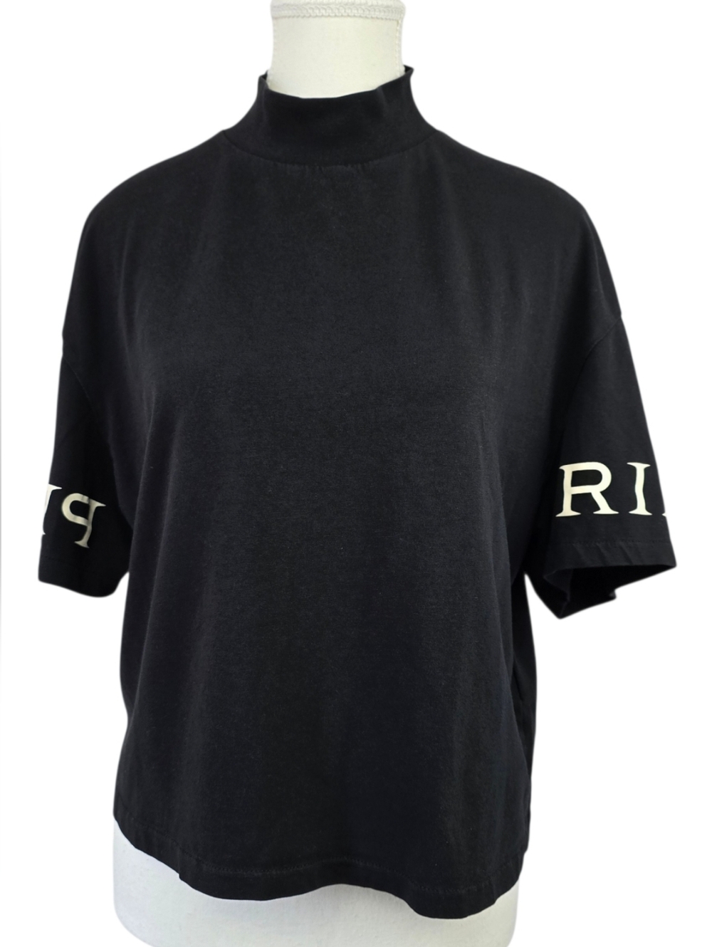 Pringle of Scotland x H&M Black Mock Neck Tee Size S Short Sleeve Minimalist Top